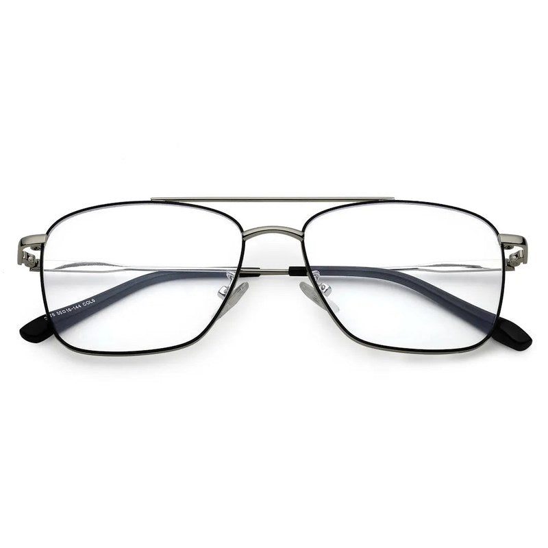 Nova Black & Silver Medium Full Rim Square Computer Glasses for Men & Women — Hashtag Eyewears