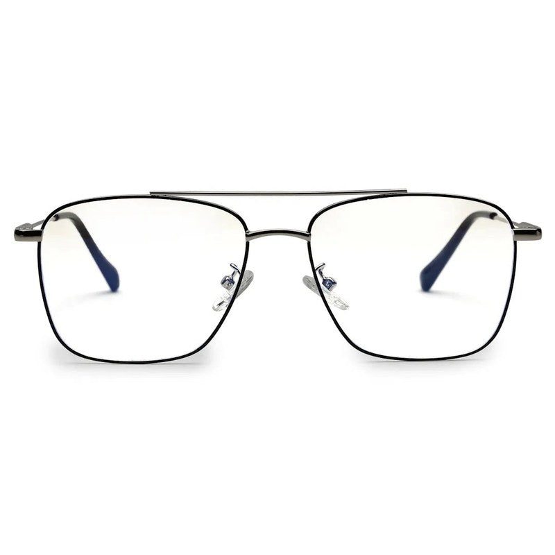 Nova Black & Silver Medium Full Rim Square Computer Glasses for Men & Women — Hashtag Eyewears