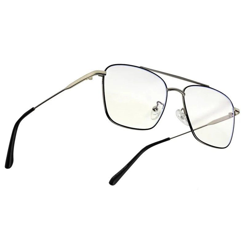 Nova Black & Silver Medium Full Rim Square Computer Glasses for Men & Women — Hashtag Eyewears