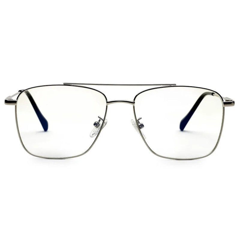 Nova Silver Medium Full Rim Square Computer Glasses for Men & Women — Hashtag Eyewears