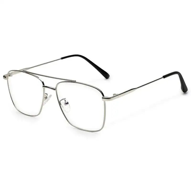 Nova | Silver Medium Full Rim Square Computer Glasses for Men & Women [Blue Block]