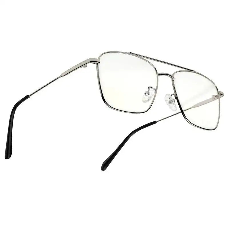 Nova | Silver Medium Full Rim Square Computer Glasses for Men & Women [Blue Block]