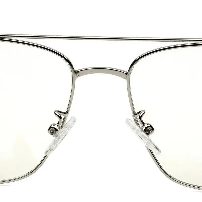 Nova | Silver Medium Full Rim Square Computer Glasses for Men & Women [Blue Block]