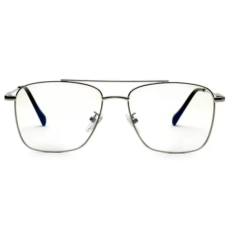 Nova | Silver Medium Full Rim Square Computer Glasses for Men & Women [Blue Block]