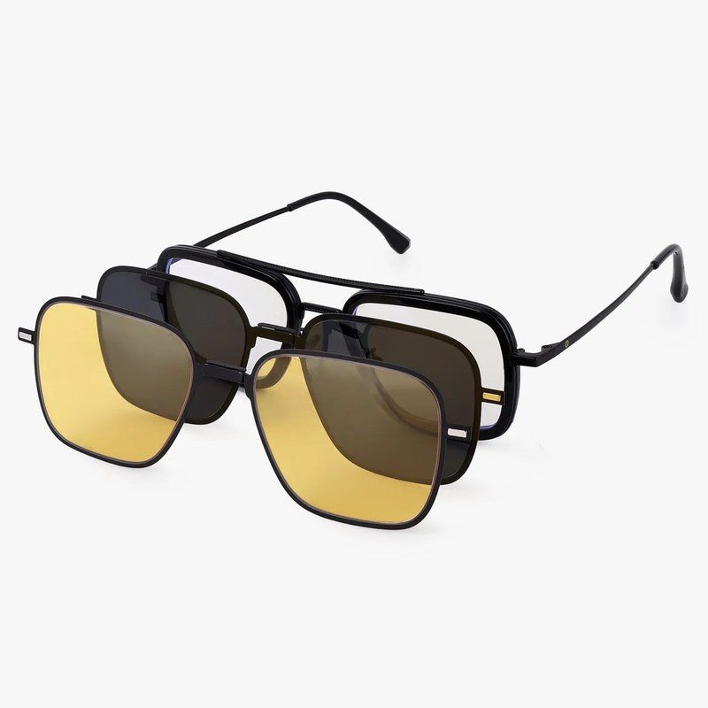 Novaic Black Medium Full Rim Rectangle Clip-on for Men & Women — Hashtag Eyewears