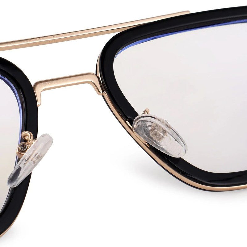 Novaic | Golden & Black Medium Full Rim Rectangle Clip-on for Men & Women [UV-protected]