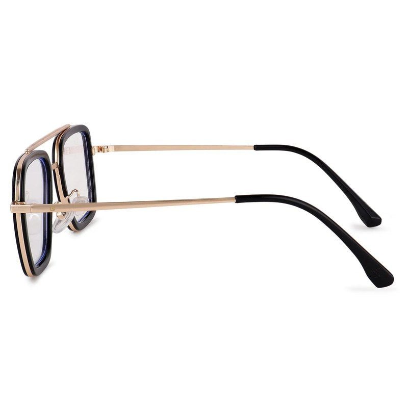 Novaic | Golden & Black Medium Full Rim Rectangle Clip-on for Men & Women [UV-protected]