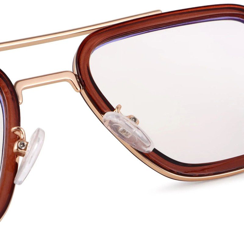 Novaic Golden & Brown Medium Full Rim Rectangle Clip-on for Men & Women — Hashtag Eyewears