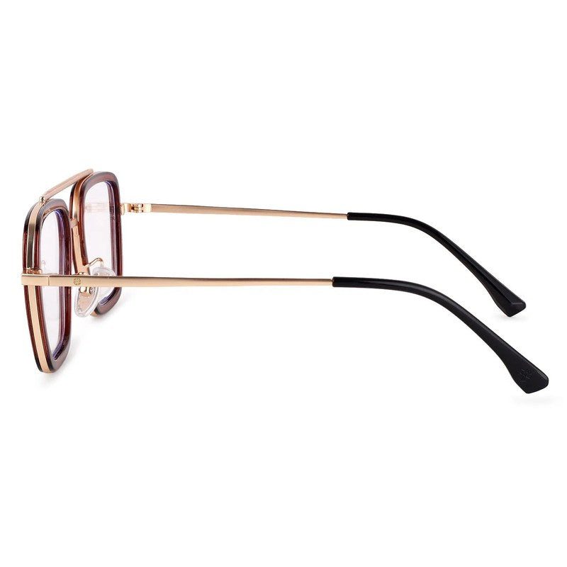 Novaic Golden & Brown Medium Full Rim Rectangle Clip-on for Men & Women — Hashtag Eyewears