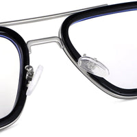 Novaic Silver & Black Medium Full Rim Rectangle Clip-on for Men & Women — Hashtag Eyewears