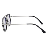 Novaic Silver & Black Medium Full Rim Rectangle Clip-on for Men & Women — Hashtag Eyewears