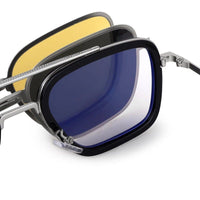 Novaic Silver & Black Medium Full Rim Rectangle Clip-on for Men & Women — Hashtag Eyewears