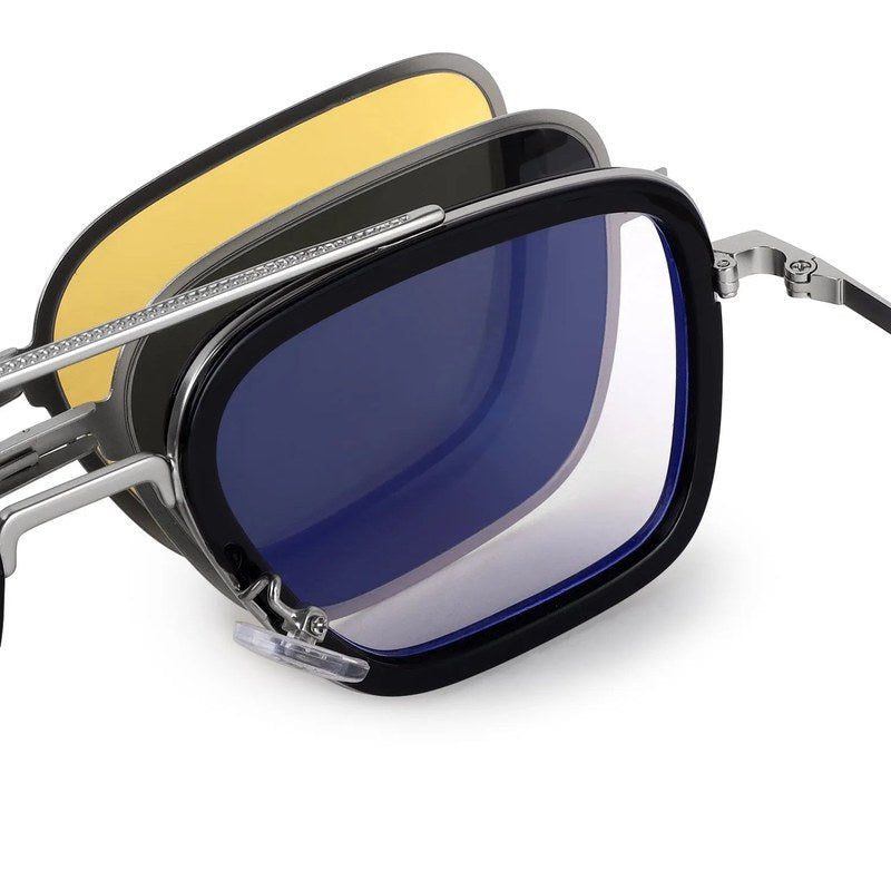 Novaic Silver & Black Medium Full Rim Rectangle Clip-on for Men & Women — Hashtag Eyewears