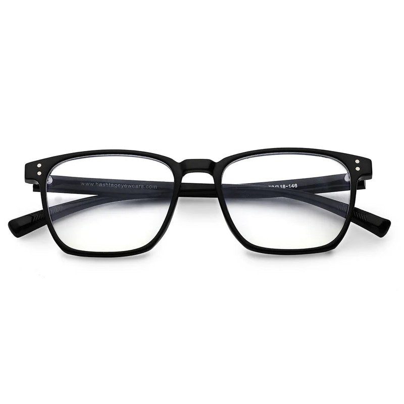 Novara Black Medium Full Rim Wayfarer Computer Glasses for Men & Women — Hashtag Eyewears