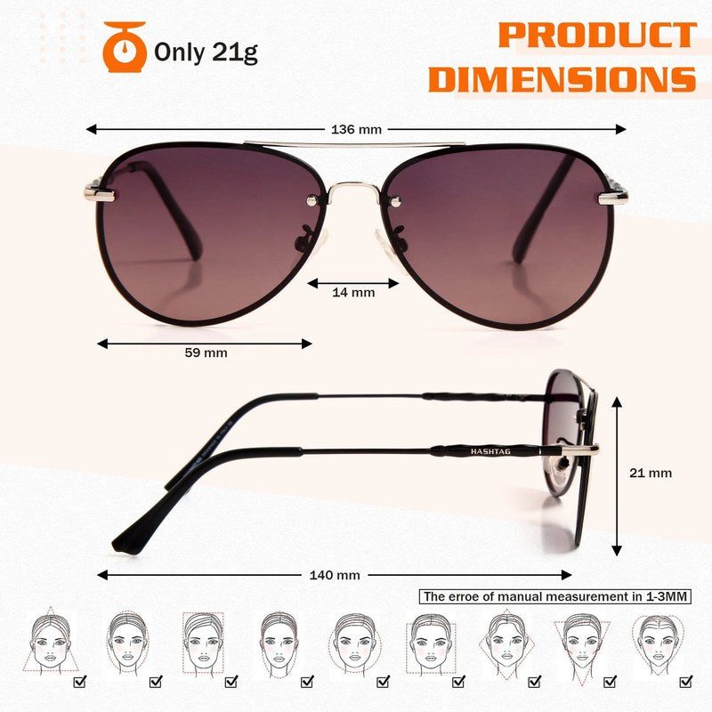 Nuvia Golden & Brown Medium Full Rim Aviator Sunglasses for Men & Women — Hashtag Eyewears