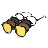 Nymora Black Medium Full Rim Hexagonal Clip-on for Men — Hashtag Eyewears
