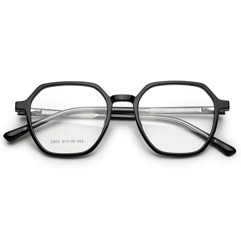 Nymora Black Medium Full Rim Hexagonal Clip-on for Men — Hashtag Eyewears