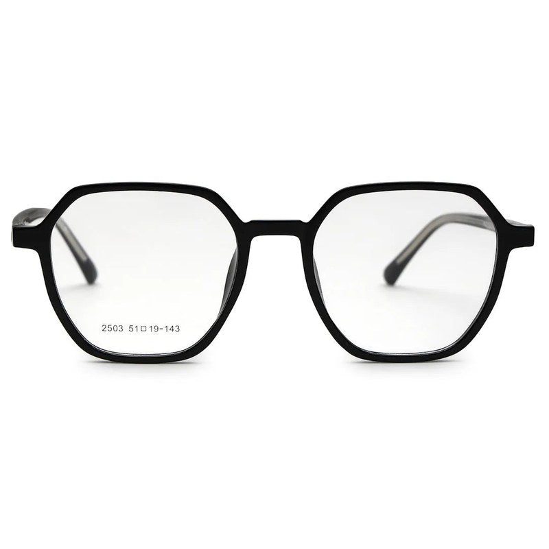 Nymora Black Medium Full Rim Hexagonal Clip-on for Men — Hashtag Eyewears