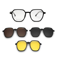 Nymora Black Medium Full Rim Hexagonal Clip-on for Men — Hashtag Eyewears