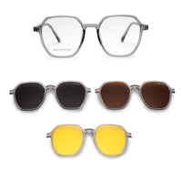 Nymora Grey Medium Full Rim Hexagonal Clip-on for Men — Hashtag Eyewears