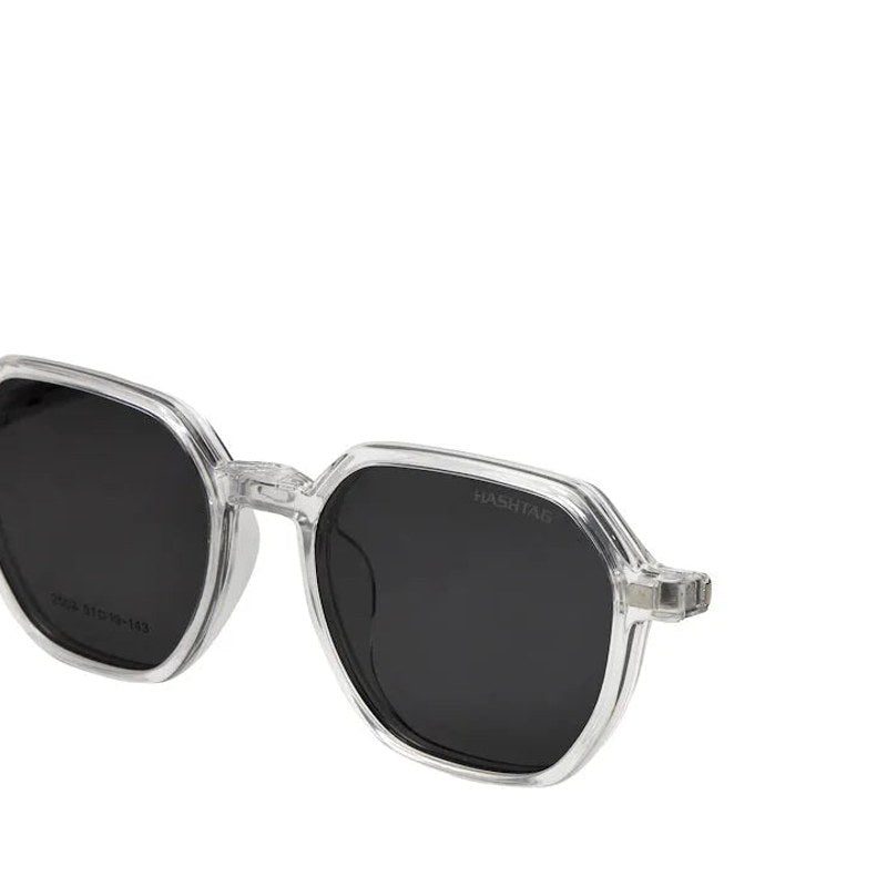 Nymora Transparent Medium Full Rim Hexagonal Clip-on for Men — Hashtag Eyewears