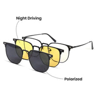 Obscura Black Large Full Rim Square Clip-on for Men & Women — Hashtag Eyewears