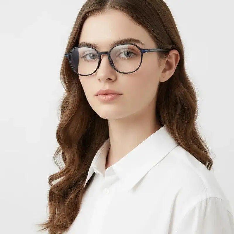 Optibul | Black Medium Full Rim HEXAGON Computer Glasses for Men & Women [Blue Block]
