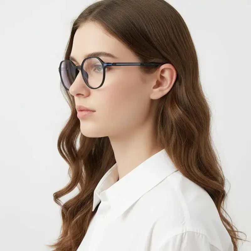 Optibul | Black Medium Full Rim HEXAGON Computer Glasses for Men & Women [Blue Block]