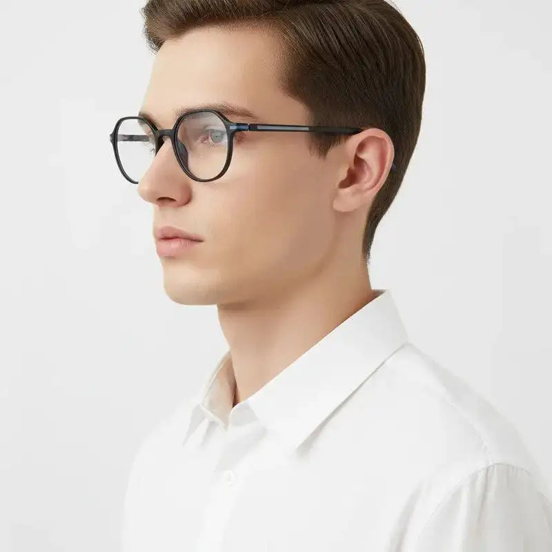 Optibul | Black Medium Full Rim HEXAGON Computer Glasses for Men & Women [Blue Block]