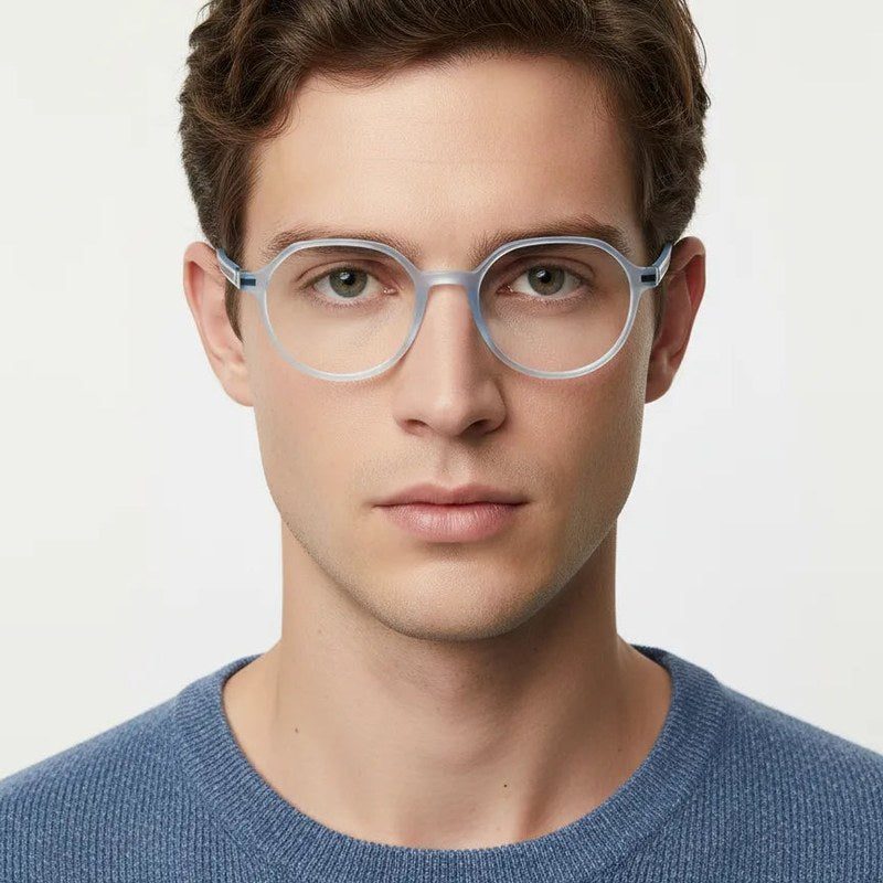 Optibul Transparent Light Blue & Transparent White Medium Full Rim Square Computer Glasses for Men & Women — Hashtag Eyewears