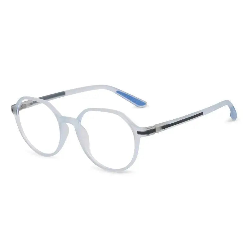 Optibul | Transparent Light Blue & Transparent White Medium Full Rim HEXAGON Computer Glasses for Men & Women [Blue Block]
