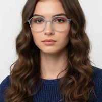 Optibul | Transparent Light Blue & Transparent White Medium Full Rim HEXAGON Computer Glasses for Men & Women [Blue Block]