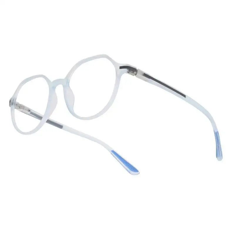 Optibul | Transparent Light Blue & Transparent White Medium Full Rim HEXAGON Computer Glasses for Men & Women [Blue Block]