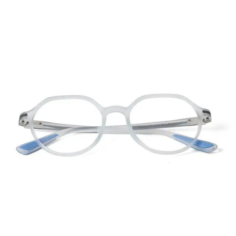 Optibul | Transparent Light Blue & Transparent White Medium Full Rim HEXAGON Computer Glasses for Men & Women [Blue Block]