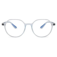Optibul | Transparent Light Blue & Transparent White Medium Full Rim HEXAGON Computer Glasses for Men & Women [Blue Block]