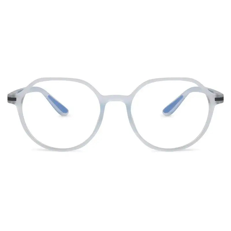 Optibul | Transparent Light Blue & Transparent White Medium Full Rim HEXAGON Computer Glasses for Men & Women [Blue Block]