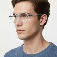 Optibul | Transparent Light Blue & Transparent White Medium Full Rim HEXAGON Computer Glasses for Men & Women [Blue Block]