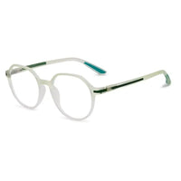 Optibul | Transparent Light Green Medium Full Rim HEXAGON Computer Glasses for Men & Women [Blue Block]