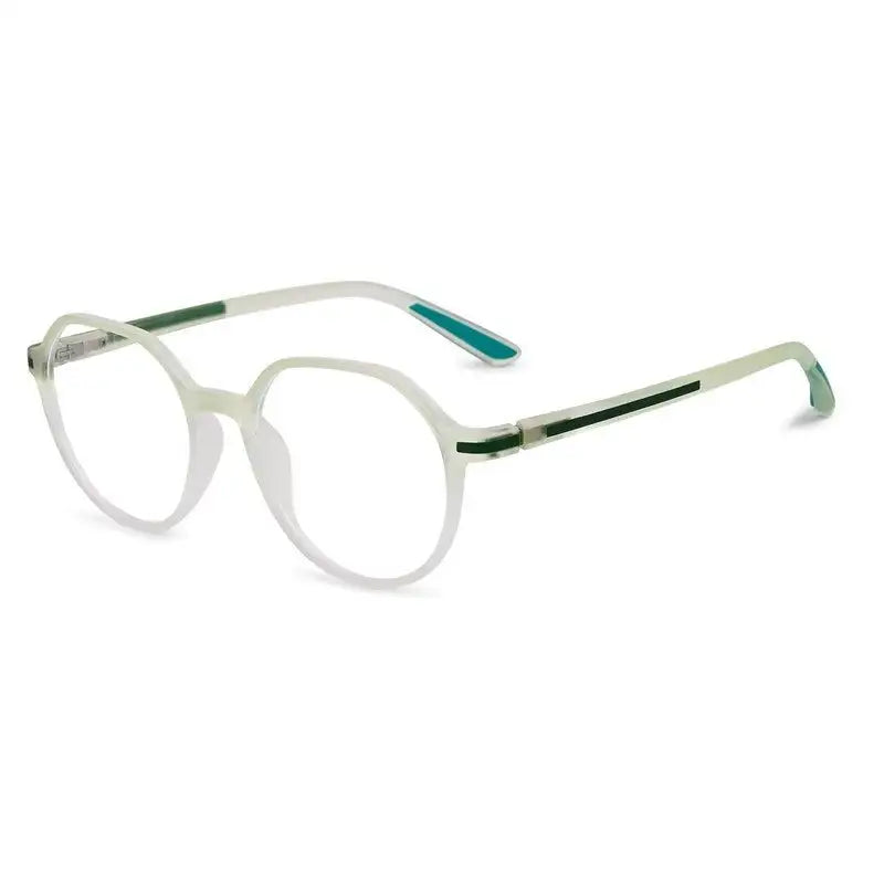 Optibul | Transparent Light Green Medium Full Rim HEXAGON Computer Glasses for Men & Women [Blue Block]