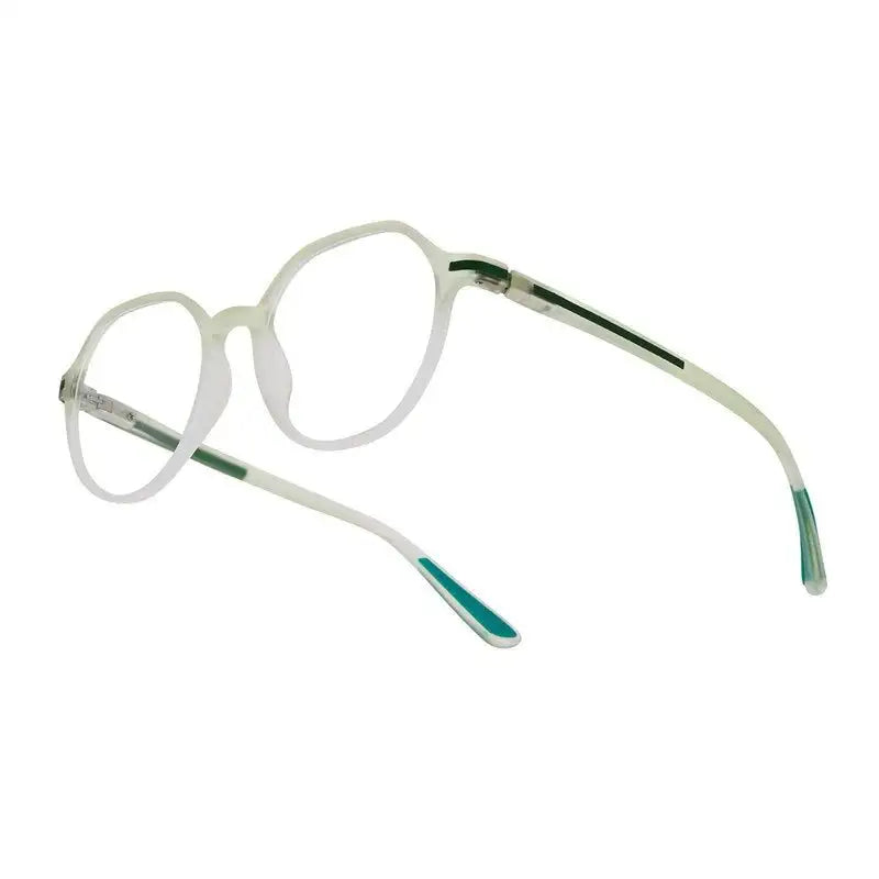Optibul | Transparent Light Green Medium Full Rim HEXAGON Computer Glasses for Men & Women [Blue Block]