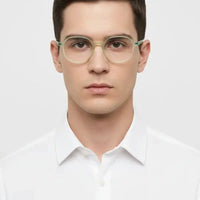 Optibul | Transparent Light Green Medium Full Rim HEXAGON Computer Glasses for Men & Women [Blue Block]