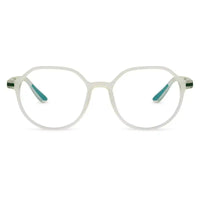 Optibul | Transparent Light Green Medium Full Rim HEXAGON Computer Glasses for Men & Women [Blue Block]