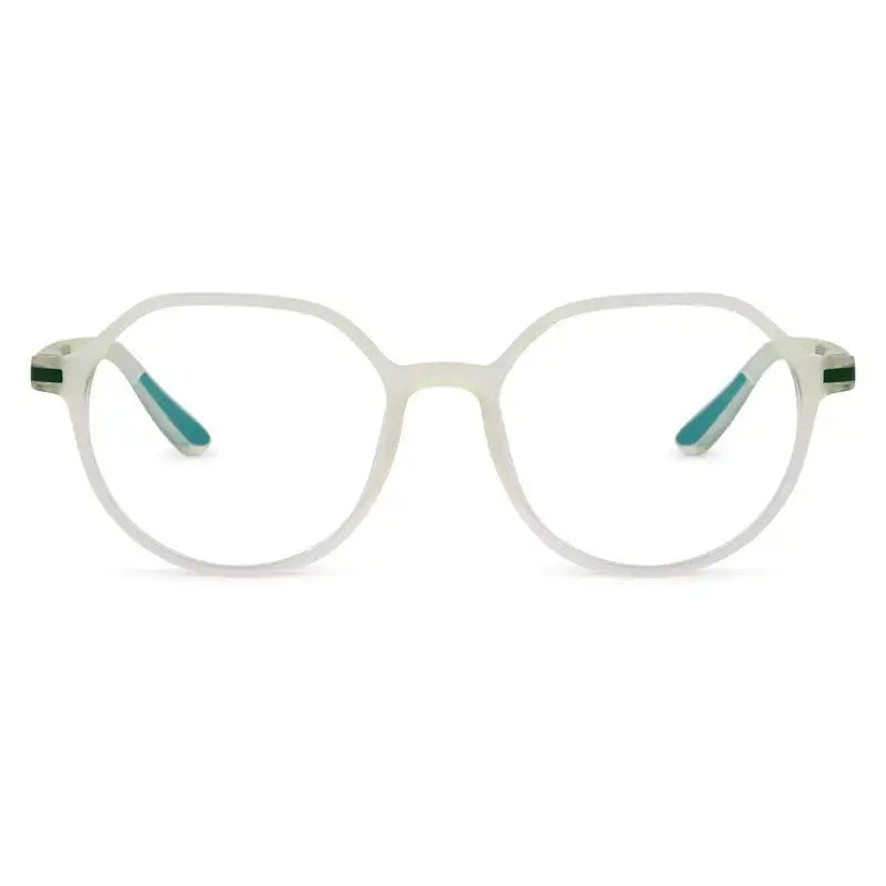 Optibul | Transparent Light Green Medium Full Rim HEXAGON Computer Glasses for Men & Women [Blue Block]