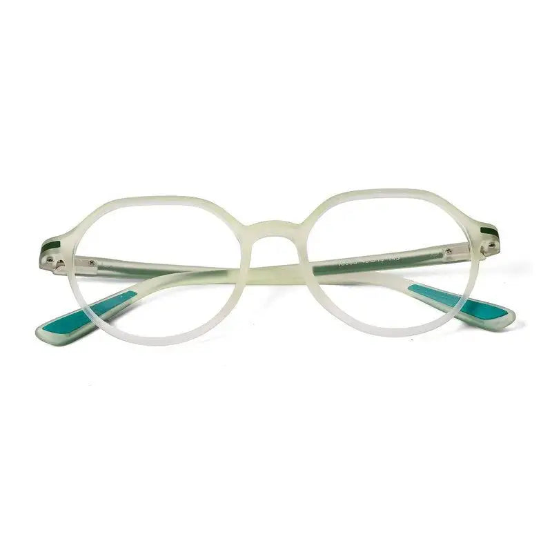 Optibul | Transparent Light Green Medium Full Rim HEXAGON Computer Glasses for Men & Women [Blue Block]