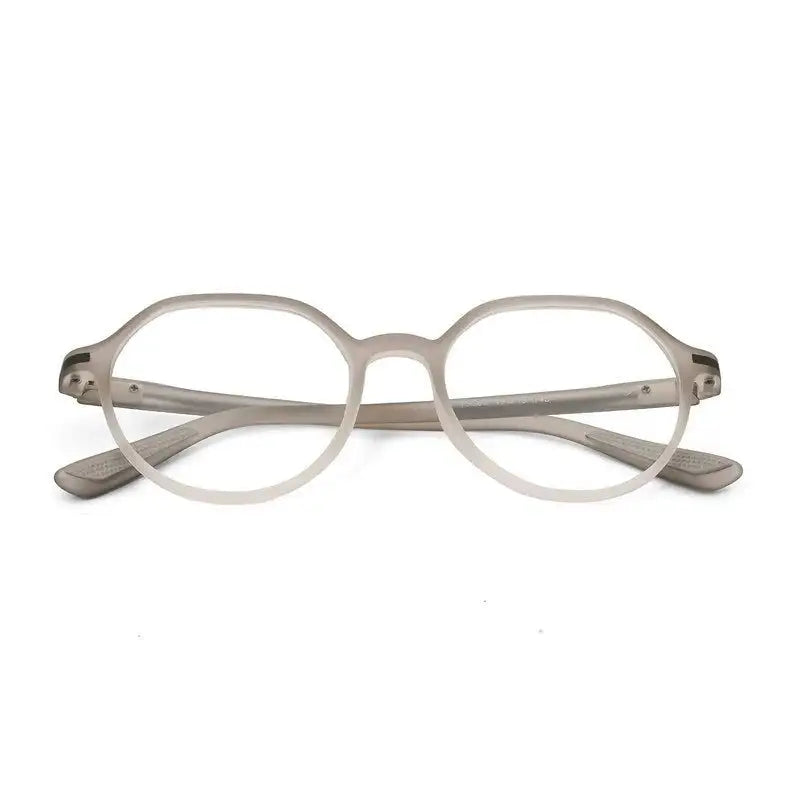 Optibul | Transparent Light Grey & White Medium Full Rim HEXAGON Computer Glasses for Men & Women [Blue Block]