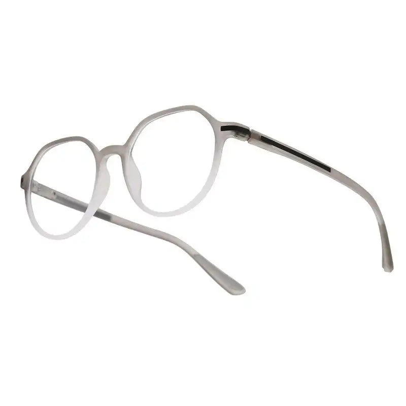 Optibul | Transparent Light Grey & White Medium Full Rim HEXAGON Computer Glasses for Men & Women [Blue Block]