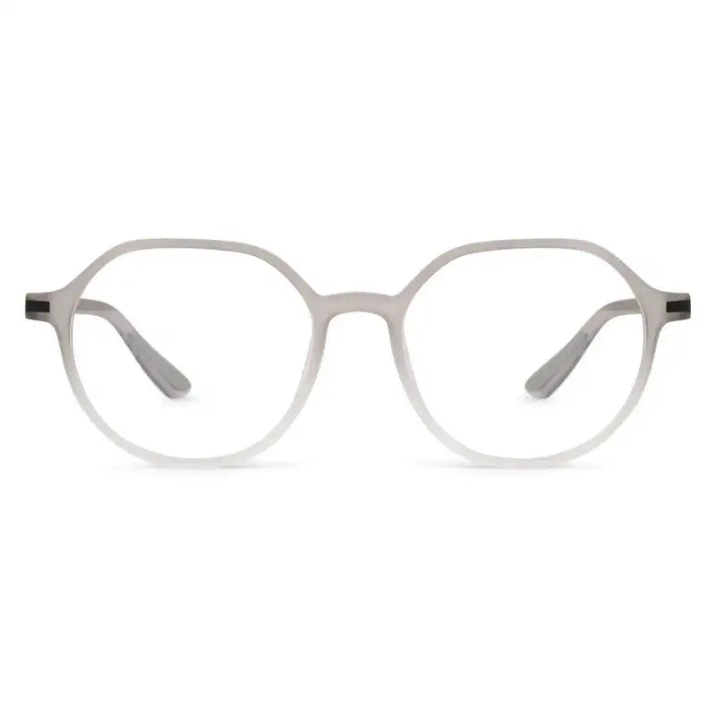 Optibul | Transparent Light Grey & White Medium Full Rim HEXAGON Computer Glasses for Men & Women [Blue Block]