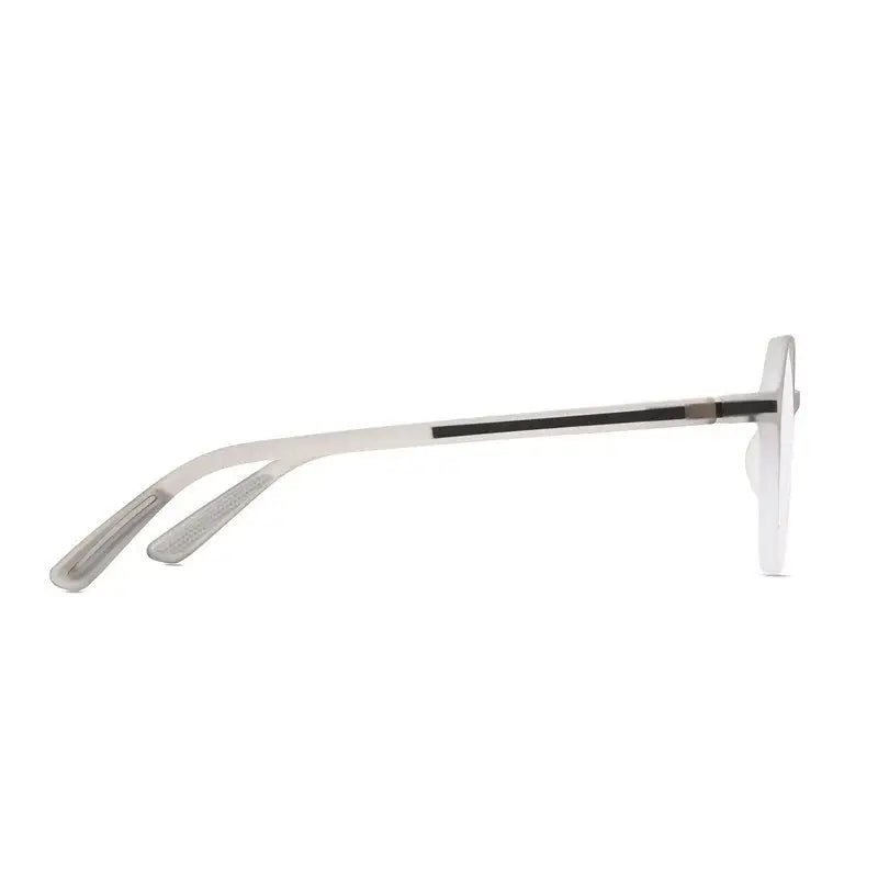 Optibul | Transparent Light Grey & White Medium Full Rim HEXAGON Computer Glasses for Men & Women [Blue Block]