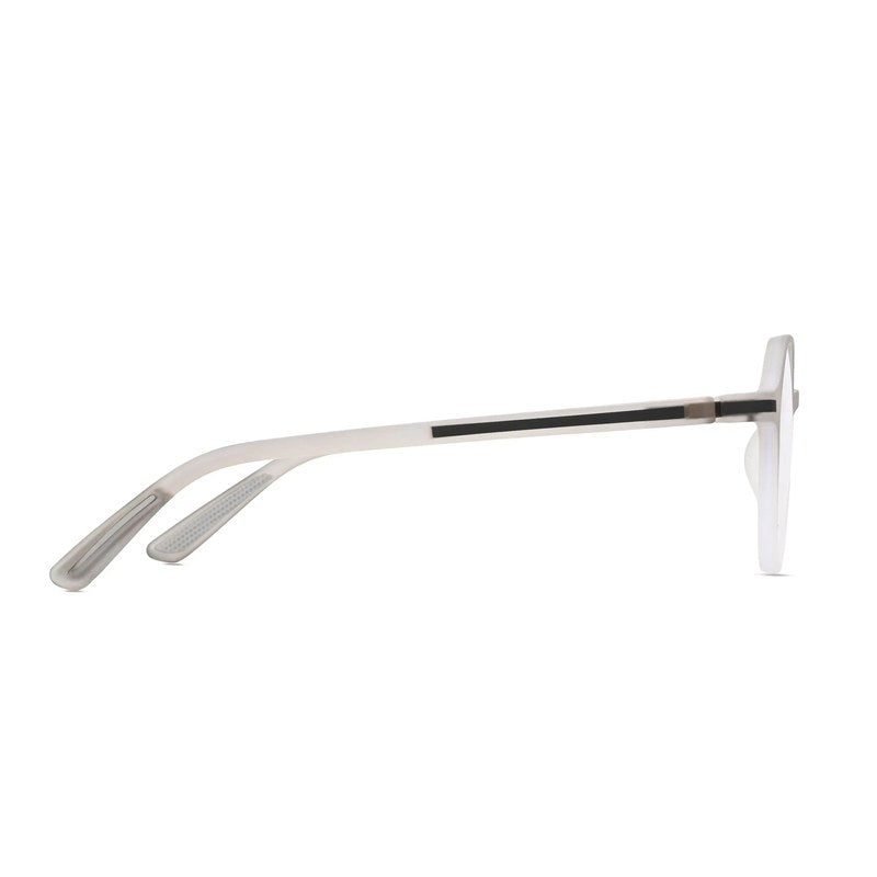 Optibul Transparent Light Grey & White Medium Full Rim Square Computer Glasses for Men & Women — Hashtag Eyewears