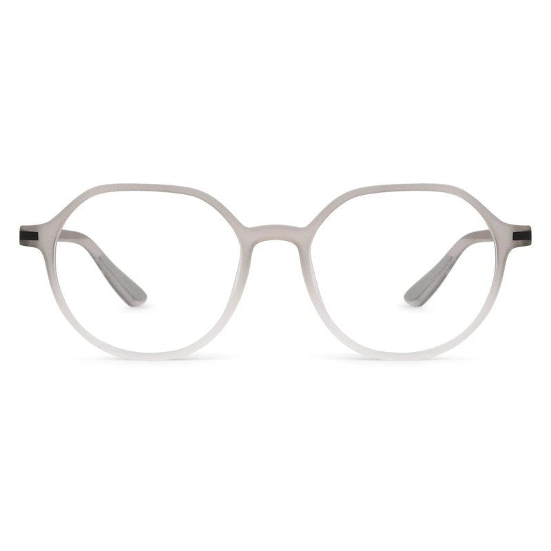 Optibul | Transparent Light Grey & White Medium Full Rim HEXAGON Computer Glasses for Men & Women [Blue Block]